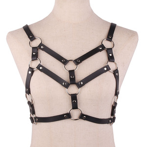 Réglable Adulte Bondage Lingerie Nouveau Goth Punk BDSM Fétiche Cupless <span class=keywords><strong>Cage</strong></span> Soutien-Gorge Sexy Adulte Sex Toys En Cuir - Product Image 4