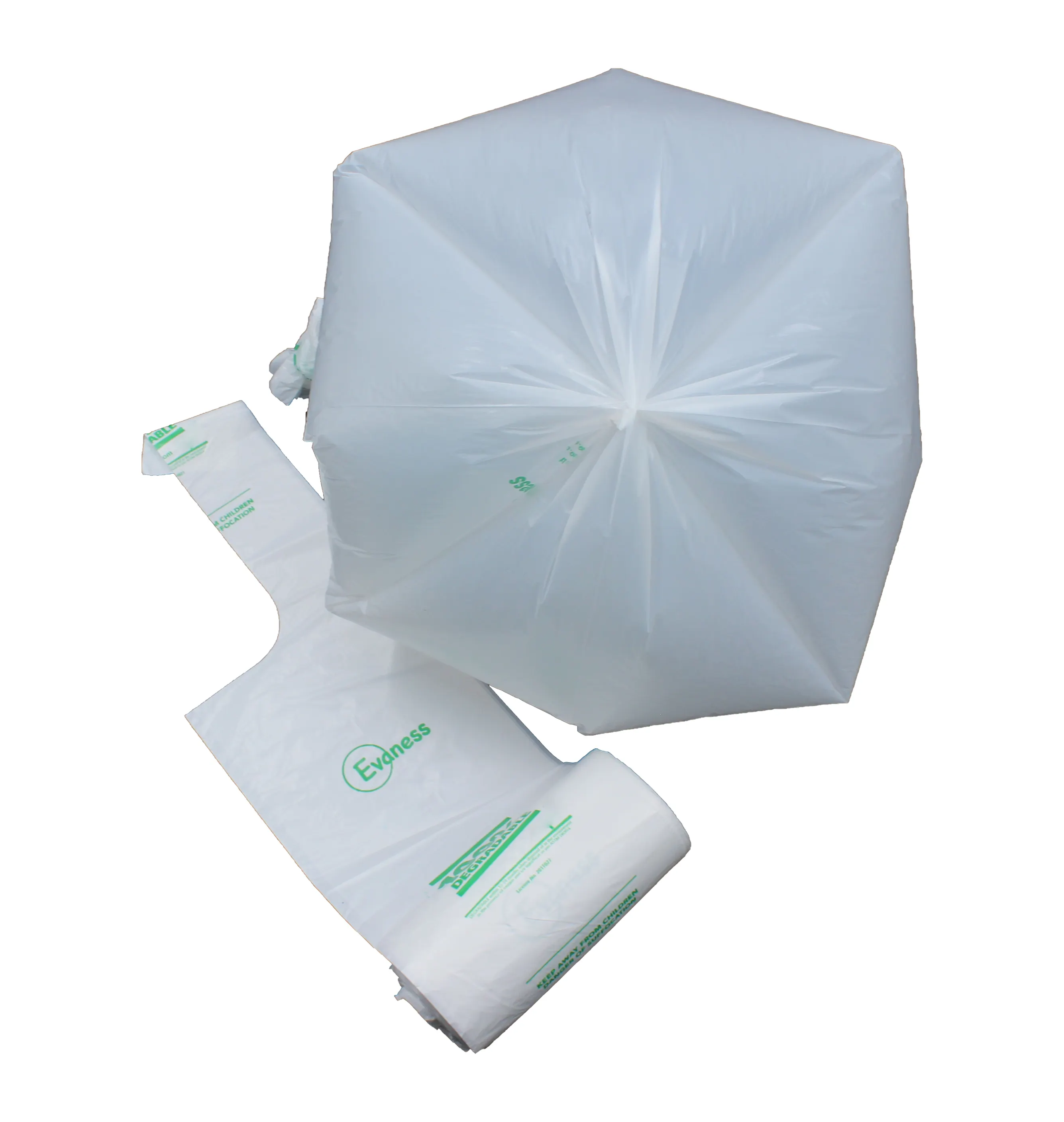 Compostable HDPE Star Seal T-shirt garbage bag recycled plastic trash bag used for dustbin liner