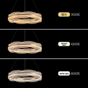 Lustre de salon de villa moderne de luxe léger, <span class=keywords><strong>luminaire</strong></span> LED circulaire pour hall, inspiré des designers, à intensité variable tricolore et commande vocale - Product Image 4