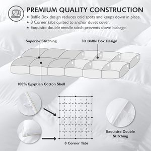 Edredón <span class=keywords><strong>de</strong></span> Lujo Extra Grande Queen <span class=keywords><strong>de</strong></span> 98 x 98 Pulgadas, Relleno <span class=keywords><strong>de</strong></span> Fibra <span class=keywords><strong>de</strong></span> <span class=keywords><strong>Pluma</strong></span> <span class=keywords><strong>de</strong></span> Aves Acuáticas, Funda 100% Algodón Egipcio, 56 Onzas Relleno - Product Image 5