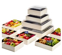 Noël bio Luxe Mariage Déjeuner en bois Boîte à gâteau rectangulaire Boîte d'emballage de pâturage au fromage pour cadeau