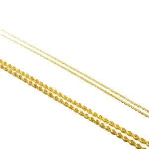 FirstMadam Solid Rope Chain 2 MM 14K 18K Gold Bright Hip Hop Wholesale Woman Man Necklace