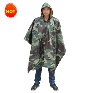 Hot sales safety rain scooter raincoat camouflage rain poncho for hunting hiking camping fishing