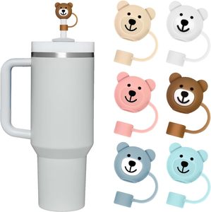 Protège-pailles en silicone/PVC de 10 mm, motif ours, multi-designs, avec protection anti-poussière pour gobelets de 30 et 40 oz - Product Image 5