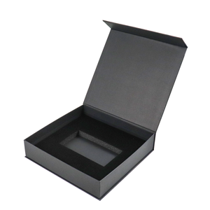 Customized logo High Quality Packaging Black Textured Paper Magnetic Paper <b>Box</b> for Cosmetic Products with Foam Insert - Product Image 4