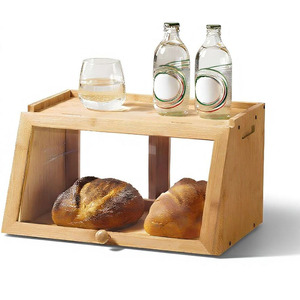 Bamboo Bread Box Single Layer Food <b>Storage</b> <b>Kitchen</b> Cooked Food Container Dessert Shop Use - Product Image 1