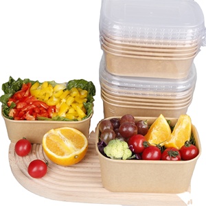 Bol en papier kraft carré personnalisé, recyclable, jetable, pour emballage de restauration rapide, adapté aux plats chauds et froids, fourni par l'usine. - Product Image 1