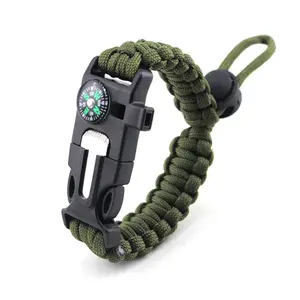 5-In-1 Adjustable Size Paracord Compass Rope Bracelet Multi-Function Outdoor Wilderness Survival Parachute Braided Bracelet