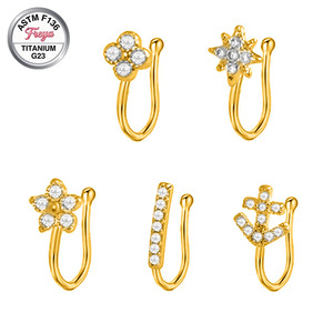 Freya Sexy Clip de nez en acier inoxydable, <span class=keywords><strong>Faux</strong></span> anneau de nez en forme de fleur, Manchettes de nez en zircon, Clip d'<span class=keywords><strong>oreille</strong></span>, Bijoux, Cadeau, Manchettes d'<span class=keywords><strong>oreille</strong></span> pour femmes - Product Image 3