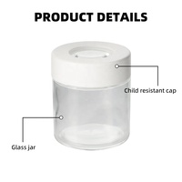 UKETA OEM 1oz 2oz 3oz 4oz Pot en verre à gommes résistant aux enfants avec couvercle en plastique CR et loupe pour le stockage de fleurs séchées
