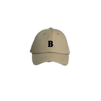 Gorra de béisbol ajustable con borde curvo bordado de letras B de 6 paneles de algodón de Color sólido personalizado de alta calidad