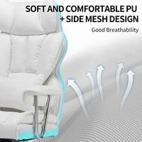 JOHOOFURNITURE Grande chaise de bureau exécutive en cuir PU avec support lombaire, blanche, Sedia Da Ufficio