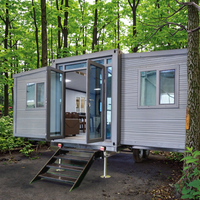 Maison conteneur extensible en bois nordique 20ft 30ft préfabriquée 2 3 chambres, mini-cabane, villa mobile avec châssis de remorque