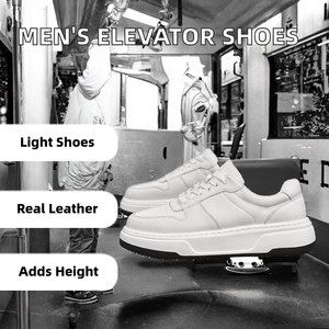 Chaussures rehaussantes de haute qualité pour hommes, respirantes, légères, en cuir véritable blanc, à lacets, augmentant la taille de 7 cm - Product Image 2
