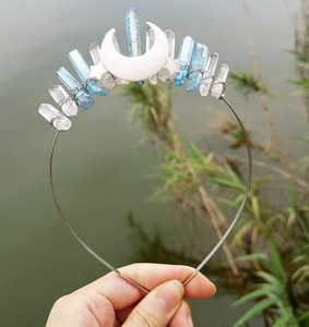 DIY buen diseño bruja Luna Shell Accesorios blanco púrpura cristal corona hecha a mano nupcial banda para el cabello accesorios para el cabello - Product Image 2