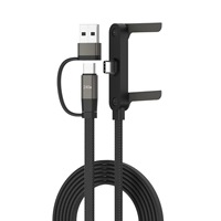 Câble de charge rapide Type-C tressé 240W 2-en-1 avec support de téléphone pliable et réglable, conception durable pour appareils mobiles Android