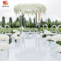 Tapis miroir blanc personnalisé pour mariage en plein air, revêtement de sol réfléchissant, tapis miroir pour la décoration de la scène de fête de mariage