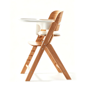 Silla Alta de Madera Plegable con Altura Ajustable y Reposapiés, Moderna para el Hogar, Sala de Estar, Ecológica, Duradera, para Comer - Product Image 1