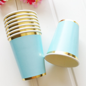 Vajilla Desechable DAMAI Bronzing Decagon Azul Claro, Juego de Vajilla para Fiestas para Niños y Adultos, Platos y Vasos de Papel Desechables - Product Image 4