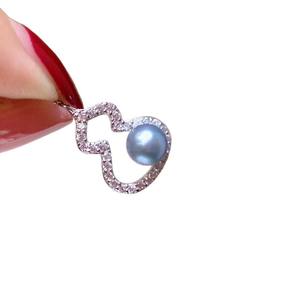 ออโรร่า บลู อะโกย่าเพิร์ลจี้รูปหัวใจ 6 มม. 925 โซ่เงินสร้อยคอผู้หญิงเครื่องประดับ - Product Image 5