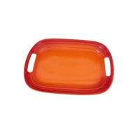 Plateau de service rectangulaire émaillé avec poignées, plat en grès coloré pour la cuisine et la salle à manger