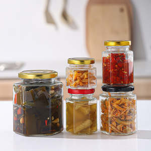 Tarro de Vidrio Hexagonal <span class=keywords><strong>para</strong></span> Salsas, Miel y Encurtidos con Tapa Metálica, Precio de Fábrica Económico, 45ml, 60ml, 85ml, 100ml, 180ml, 280ml, 380ml, 500ml, 730ml - Product Image 2