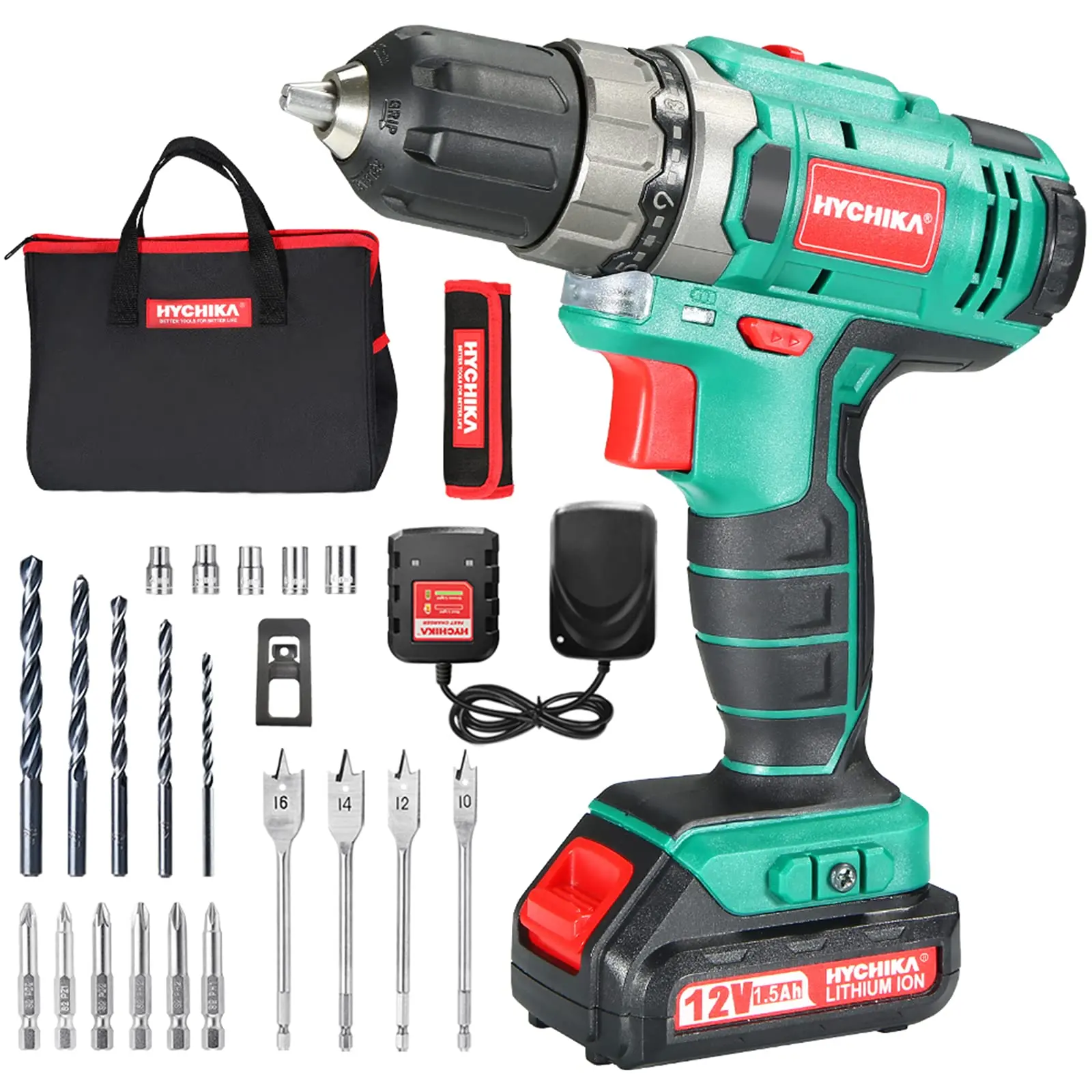 Genuine Cordless Drill 12V HYCHIKA Electric Drill Driver Power Drill