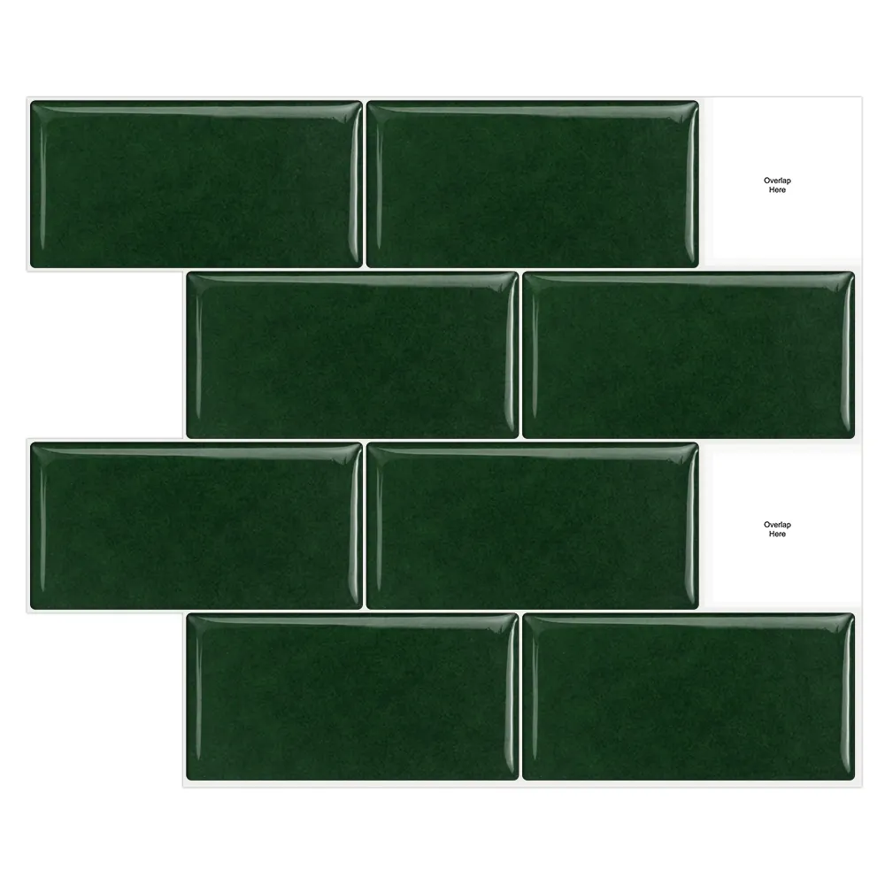 Hot Sales Green Brick 3D Mosaic Design Wallpaper Waterproof Peel And Stick Tiles Anti-Mold Kitchen Backsplash Sticker