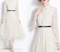 Droma Nouveau Design Mesh Patchwork Lace Fashion Women's Clothing Sexy Casual Dresses Elegant Dress for Mature Woman