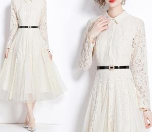 Droma Nouveau Design Mesh Patchwork Lace Fashion Women's Clothing Sexy Casual Dresses Elegant Dress for Mature Woman - Product Image 4