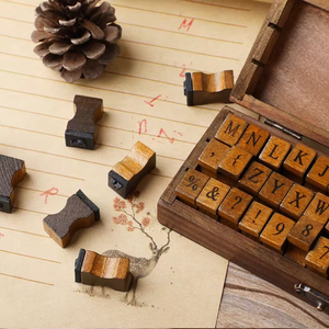 Ensemble de timbres Alphabet en bois massif-Timbres de <span class=keywords><strong>machine</strong></span> <span class=keywords><strong>à</strong></span> <span class=keywords><strong>écrire</strong></span> en bois rétro pour journal bricolage et ornement de collection de papeterie créative - Product Image 6