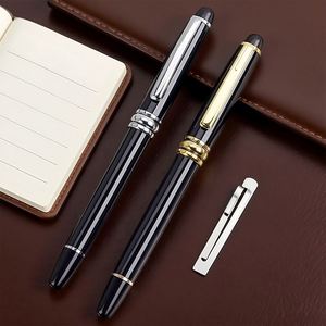 High Quality Luxury Business Ballpoint <b>Pen</b> Personalized Black Body With <b>Gold</b> and Silver Trim Custom Logo Gift for Office - Product Image 1
