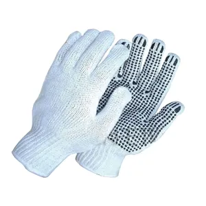 Sunny hope PVC gepunktete Handschuhe Konstruktion Nubs 7 Gauge natürliches T/C gestrickt mit PVC auf Handfläche gepunktet. Elastische Manschetten handschuhe