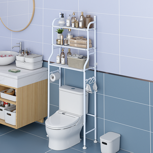 Support de toilette personnalisé à 3 niveaux en métal pour salle de bain étagère de salle de bain blanche à trois niveaux et organisateur étagère de rangement pour toilette salle de bain - Product Image 1