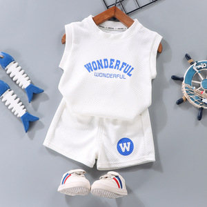 Nouvel été ensemble de débardeurs pour enfants pour garçons sans manches maille <span class=keywords><strong>rouge</strong></span> vêtements bébé à la mode vêtements pour enfants - Product Image 4