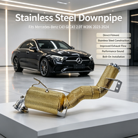 Downpipe de haute qualité en acier inoxydable 304 avec bouclier thermique doré pour Mercedes-Benz C43 GLC43 2.0T W206 2023-2024 – Améliore la réponse du turbo