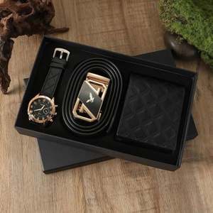 Ensemble de parfum, montre, portefeuille et porte-clés pour homme - Cuir PU marron - Cadeau promotionnel d'affaires pour la fête des pères, la Saint-Valentin - Product Image 4