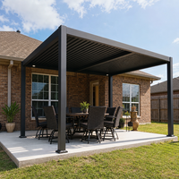 Pergola bioclimatique en aluminium motorisée avec toit à lames orientables imperméables et chauffage LED pour jardin d'hiver et patio