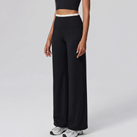 Pantalon de yoga droit personnalisé pour femme, séchage rapide, color-block, coupe large, contrôle du ventre, respirant, pour la course et la gym
