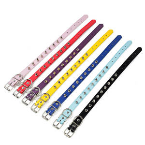 Collar de cuero ajustable con tachuelas para perro, accesorio con una fila, venta al por mayor - Product Image 1