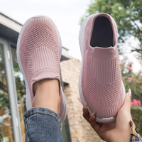 Chaussures décontractées à plateforme pour femmes avec logo personnalisé, empeigne en tissu extensible, doublure en maille respirante, amorti et semelle EVA légère pour la marche