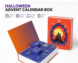 Custom Book Shaped Halloween Advent <b>Calendar</b> Box with 12 Drawers Rigid Cardboard Purple Mystery Blind Box Gift Packaging Box - Product Image 3