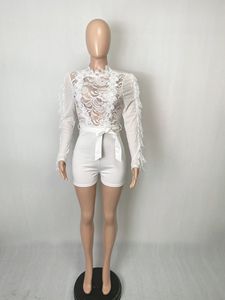 Macheda — body en dentelle Patchwork pour femme, combinaison moulante Sexy à manches longues, tenue courte pour dames, nouvelle collection <span class=keywords><strong>2022</strong></span> - Product Image 5