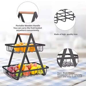 ตะกร้าผลไม้ 2/3 ชั้น ชั้นวางของอเนกประสงค์ในครัว ชั้นวางโลหะสำหรับจัดระเบียบเคาน์เตอร์รับประทานอาหาร สำหรับเก็บผลไม้ ผัก และขนมปัง - Product Image 3