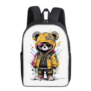 Рюкзак из полиэстера с рисунком медведя для мальчиков и девочек, лучший подарок, школьные сумки с 3D-мультяшным принтом, вместимость 20-35 л - Product Image 1