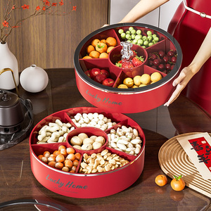 Lucky Home Round Fruit Platter Multi Functional Storage Tray For Chinese New Year Decorative Trays - Product Image 1
