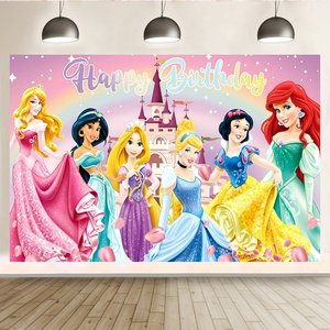 Decorazioni per Feste di <span class=keywords><strong>Compleanno</strong></span> per Ragazze, Sfondo Principesse, Castello delle Fiabe, Scenografia Principessa - Product Image 1