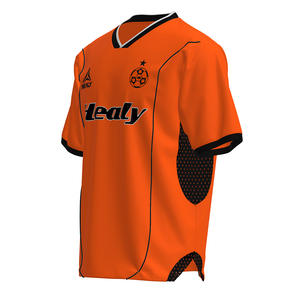 HEALY 26 Nouveau style Maillot rétro contrastant imprimé à rayures en maille à manches courtes, haut streetwear col en V respirant et léger pour le football - Product Image 2