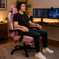 Chaise de bureau ergonomique pour le gaming, inclinable, avec support lombaire, dossier haut, pivotante, hauteur réglable, repose-pieds, design européen
