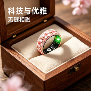 Bague connectée avec design floral, moniteur de fréquence cardiaque, d'oxygène sanguin et de sommeil, suivi d'activité quotidienne, boîtier étanche, écran AMOLED - Product Image 3